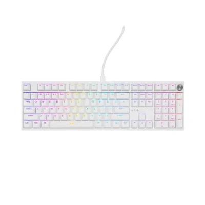 Genesis Thor 404  |  Mechanical Gaming Keyboard  |  Wired  |  US  |  White  |  USB  |  Gateron Yellow Pro