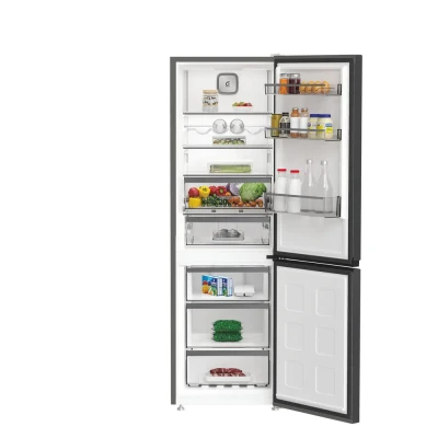 Whirlpool Refrigerator  |  WHK 26362 XBR4E  |  Energy efficiency class E  |  Free standing  |  Combi  |  Height 186.5 cm  |  No Frost system  |  Fridge net capacity 201 L  |  Freezer net capacity 106 L  |  Display  |  37 dB  |  Black