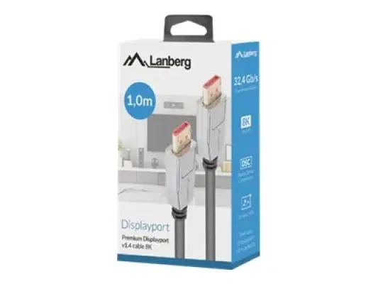 Lanberg DisplayPort M / M Cable 20 PIN V1.4 8K 60HZ  |  CA-DPDP-20CU-0010-BK  |  1 m