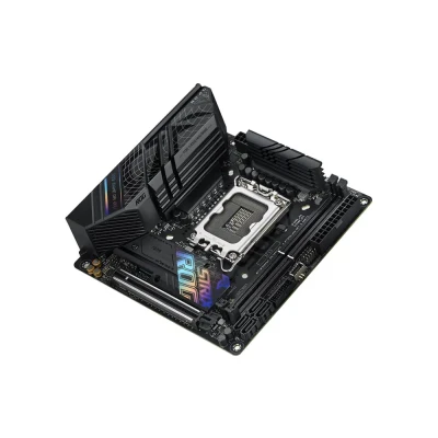 Asus  |  ROG STRIX B760-I GAMING WIFI  |  Processor family Intel  |  Processor socket LGA1700  |  DDR5 SDRAM  |  Supported hard disk drive interfaces M.2, SATA  |  Number of SATA connectors 4
