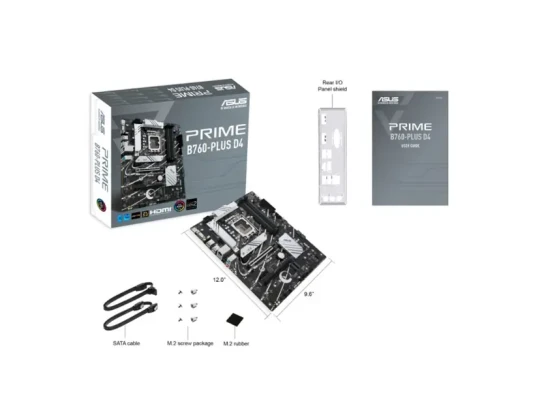 Asus  |  PRIME B760-PLUS D4  |  Processor family Intel  |  Processor socket LGA1700  |  DDR4  |  Supported hard disk drive interfaces M.2, SATA  |  Number of SATA connectors 4