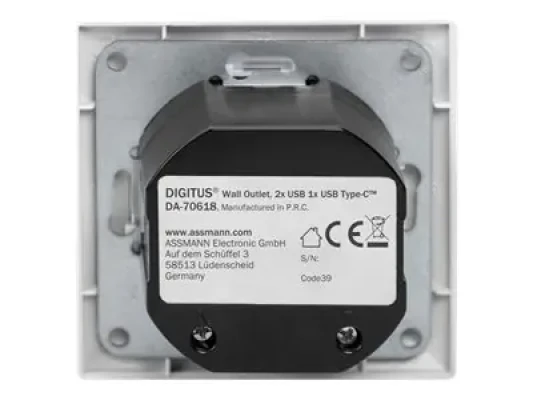 Digitus  |  Socket with USB A & USB-C Ports, flush mounted