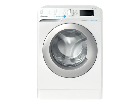 INDESIT  |  Washing machine  |  BWSE 71295X WSV EU  |  Energy efficiency class B  |  Front loading  |  Washing capacity 7 kg  |  1200 RPM  |  Depth 43.5 cm  |  Width 59.5 cm  |  Display  |  Large digit  |  White