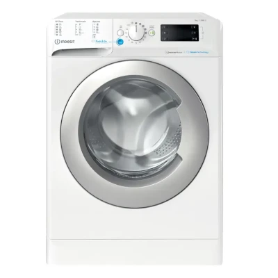 INDESIT  |  Washing machine  |  BWSE 71295X WSV EU  |  Energy efficiency class B  |  Front loading  |  Washing capacity 7 kg  |  1200 RPM  |  Depth 43.5 cm  |  Width 59.5 cm  |  Display  |  Large digit  |  White