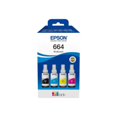 Epson C13T66464A  |  664 EcoTank 4-цветный многопакет  |  Чернила  |  Черный, желтый, голубой, пурпурный