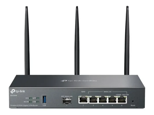 SafeStream Gigabit Multi-WAN VPN маршрутизатор  |  ER706W  |  802.1q  |  Порты Ethernet LAN (RJ-45) 1× Gigabit SFP WAN Порт, 1× Gigabit RJ45 WAN Порт, 2× Gigabit RJ45 LAN Порты 2× Gigabit WAN / LAN RJ45 Порты  |  Поддержка Mesh Да  |  MU-MiMO Да  |  3G / 