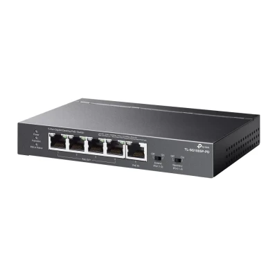 TP-LINK  |  5-Port Gigabit Desktop Switch with 4-Port PoE  |  TL-SG1005P-PD  |  Unmanaged  |  Desktop / Wall mountable