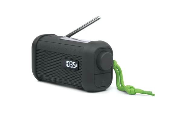 Muse  |  Portable Solar Radio with Crank and Flashlight  |  MH-08 MB  |  AUX in  |  Bluetooth  |  FM radio