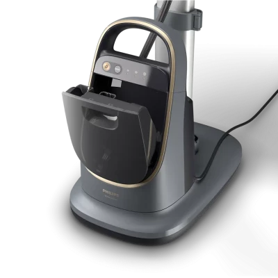 Philips 8500 sērijas Viss vienā gludināšanas risinājums  |  AIS8540 / 80  |  Stāvošs tvaika ģenerators  |  2200 W  |  1.2 L  |  90 g / min  |  Tumši pelēks / Zelts
