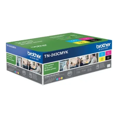 Brother TN243CMYK  |  Набор Brother TN243CMYK - 4 шт. - черный, желтый, голубой, пурпурный - оригинал - картридж с тонером  |  Картридж с тонером  |  Черный, желтый, голубой, пурпурный