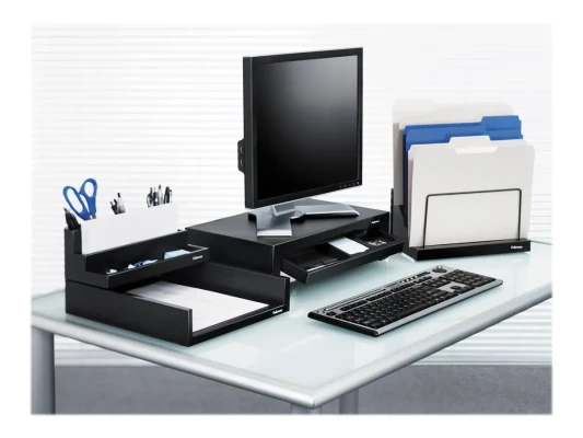 Fellowes  |  Designer Suites Monitor Riser  |  Height adjustment  |  Black