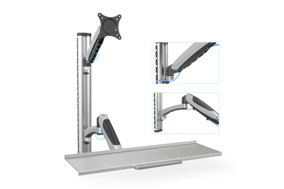 Digitus  |  Wall mount  |  Workstation  |  Adjustable Height, Tilt, Swivel  |  27 "  |  Maximum weight (capacity) 6 kg  |  Silver