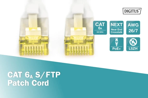 CAT 6A S / FTP  |  Патч-корд  |  Длина 10 м  |  Серый