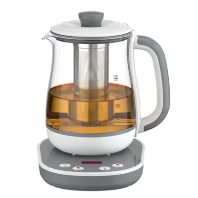 TEFAL Tastea Kettle  |  BJ551B10  |  Tea Kettle  |  1400 W  |  1.5 L  |  Glass  |  360° rotational base  |  Grey / White