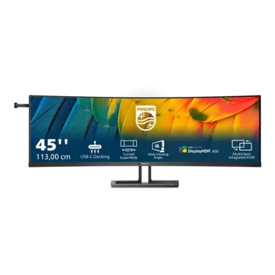 Philips  |  Изогнутый бизнес-монитор  |  45B1U6900C / 00  |  44.5 "  |  VA  |  HDR  |  32:9  |  75 Гц  |  4 мс  |  5120 x 1440 пикселей  |  450 кд / м²  |  Количество HDMI портов 2  |  Черный  |  Гарантия 24 месяца