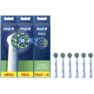 Oral-B  |  Replaceable toothbrush heads  |  EB50RX-6 Cross Action Pro  |  Heads  |  For adults  |  Number of brush heads included 6  |  White
