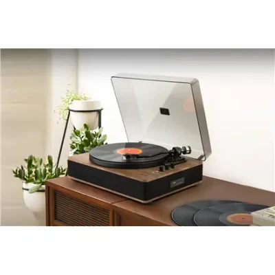 Muse Turntable Stereo System with Bluetooth Out  |  MT-107 BTO  |  2x5 W  |  Bluetooth  |  Black / Brown