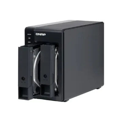 QNAP 2 Bay USB Type-C Tieši Pievienota Krātuve ar Hardvara RAID  |  TR-002  |  Mikro  |  6 GB  |  Melna