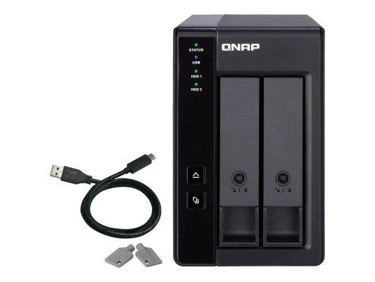 QNAP 2 Bay USB Type-C Tieši Pievienota Krātuve ar Hardvara RAID  |  TR-002  |  Mikro  |  6 GB  |  Melna