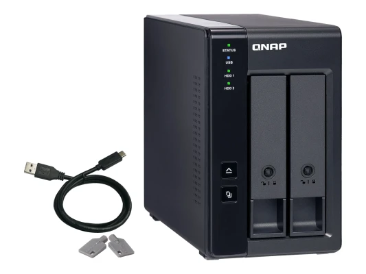QNAP 2 Bay USB Type-C Tieši Pievienota Krātuve ar Hardvara RAID  |  TR-002  |  Mikro  |  6 GB  |  Melna