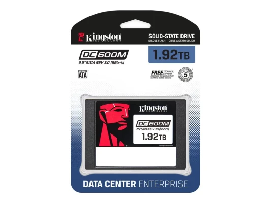 Kingston DC600M  |  1920 GB  |  SSD form factor 2.5"  |  Solid-state drive interface SATA Rev. 3.0  |  Read speed 560 MB / s  |  Write speed 530 MB / s