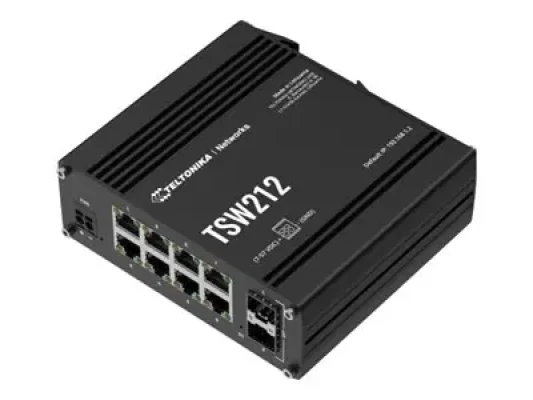Teltonika Switch, 8 ports  |  TSW212  |  L2 managed  |  Wall-mountable  |  SFP ports quantity 2