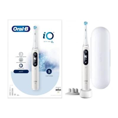 Oral-B Elektriskā zobu birste  |  iO6  |  Uzlādējama  |  Pieaugušajiem  |  Iekļauto zobu birstu galviņu skaits 1  |  Zobu tīrīšanas režīmu skaits 5  |  Balts