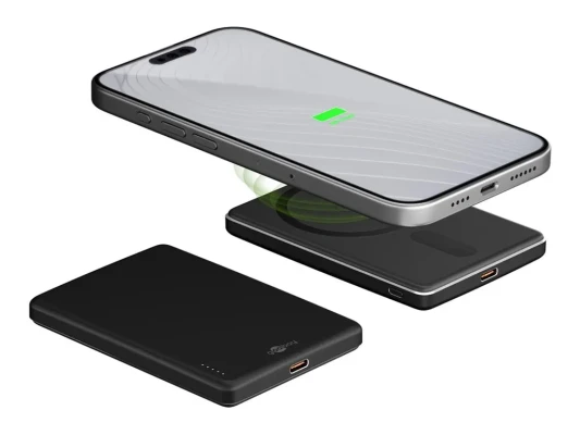Goobay Magnetic Wireless Power Bank  |  70182  |  5000 mAh  |  USB-C  |  Black