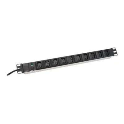 Digitus Aluminum outlet strip, IEC C14 plug  |  DN-95404  |  Sockets quantity 10