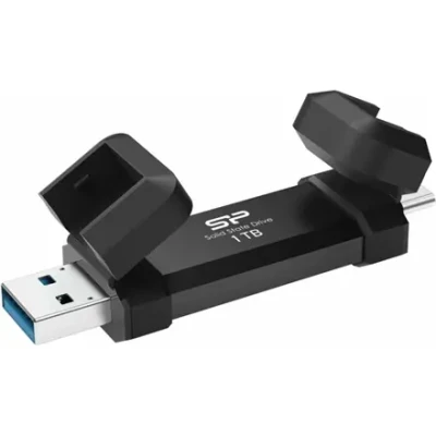 Silicon Power Portatīvais ārējais SSD  |  DS72  |  1000 GB  |  USB Type-A, USB Type-C 3.2 Gen 2  |  Melns