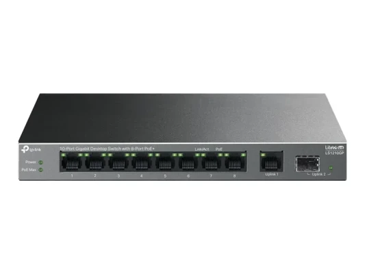 TP-LINK  |  10-Port Gigabit Desktop Switch with 8-Port PoE+  |  LS1210GP  |  Unmanaged  |  Desktop