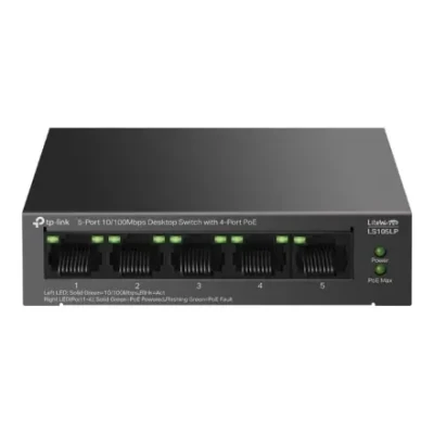TP-LINK  |  5-Port 10 / 100Mbps Switch with 4-Port PoE  |  LS105LP  |  Unmanaged  |  Desktop