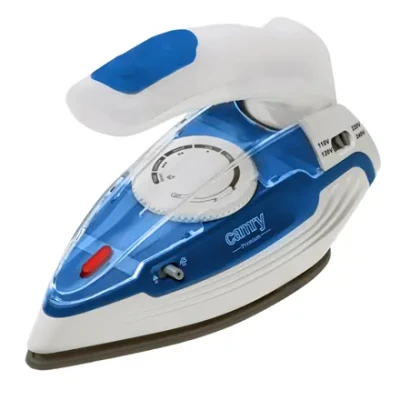Camry CR 5040  |  Steam travel iron  |  1600 W  |  Water tank capacity 80 ml  |  Continuous steam 10 g / min  |  Steam boost performance 50 g / min  |  Blue / White