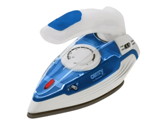 Camry CR 5040  |  Steam travel iron  |  1600 W  |  Water tank capacity 80 ml  |  Continuous steam 10 g / min  |  Steam boost performance 50 g / min  |  Blue / White