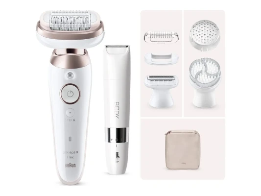 Braun epilators  |  SES9-360 Silk épil 9 Flex 3D  |  Darbības laiks (maks.) 50 min  |  Jaudas līmeņu skaits 1  |  Mitrs un sauss  |  Balts / Rozā