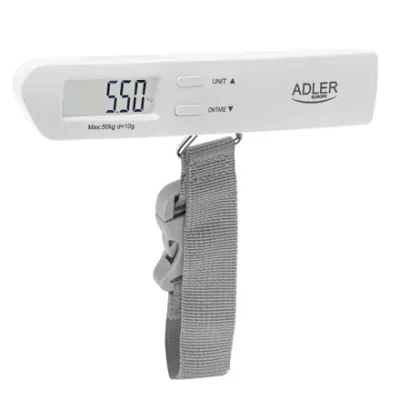 Adler  |  Ceļojumu bagāžas svars  |  AD 8191  |  Maksimālais svars (kapacitāte) 50 kg  |  Precizitāte 10 g  |  Pelēka