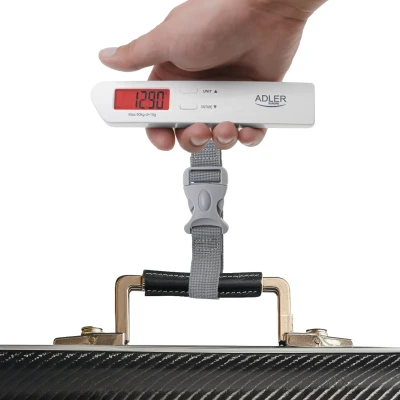Adler  |  Ceļojumu bagāžas svars  |  AD 8191  |  Maksimālais svars (kapacitāte) 50 kg  |  Precizitāte 10 g  |  Pelēka
