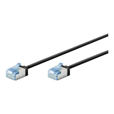 Патч-кабель Goobay 74315 Ultra-Flexible CAT 6A, Slim, U / FTP, 0.15 м, Черный  |  Goobay