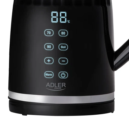 Adler Kettle with LED display  |  AD 1350  |  Electric  |  2200 W  |  1.7 L  |  Stainless Steel  |  360° rotational base  |  Black