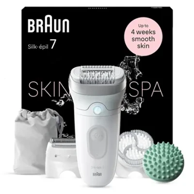 Braun  |  Epilator  |  Silk-épil SE7-081  |  Operating time (max) 40 min  |  Number of power levels 1  |  Wet & Dry  |  White
