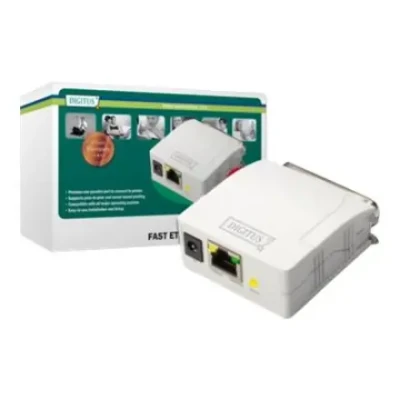 Digitus  |  Fast Ethernet Print Server, 1-Port 1x RJ45, 1x DB-36-pin male Centronics  |  DN-13001-1  |  White