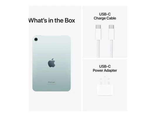 Apple  |  iPad mini  |  8.3 "  |  Blue  |  IPS  |  2266 x 1488 pixels  |  Apple A17 Pro  |  512 GB  |  Wi-Fi  |  Front camera  |  12 MP  |  Rear camera  |  12 MP  |  Bluetooth  |  5.3  |  iPadOS  |  USB-C charging cable