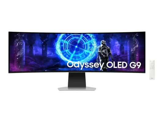 Samsung  |  LS49DG950SUXEN Odyssey G9 G95SD  |  49 "  |  OLED  |  DQHD  |  32:9  |  240 Hz  |  5120 x 1440 pikseļi  |  250 cd / m²  |  HDMI portu skaits 1  |  Sudrabs