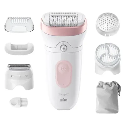 Braun  |  Epilator  |  Silk-épil Series 7 7-060  |  Operating time (max) 40 min  |  Number of power levels 1  |  Wet & Dry  |  White / Pink