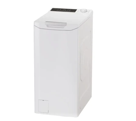 Candy Washing Machine  |  TCA284TM5-S  |  Energy efficiency class A  |  Top loading  |  Washing capacity 8 kg  |  1200 RPM  |  Depth 60 cm  |  Width 41 cm  |  Display  |  Digit  |  White