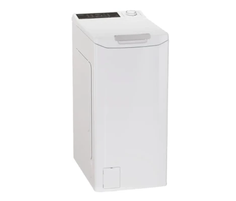 Candy Washing Machine  |  TCA264TM5-S  |  Energy efficiency class A  |  Top loading  |  Washing capacity 6 kg  |  1200 RPM  |  Depth 60 cm  |  Width 41 cm  |  Display  |  Digit  |  White