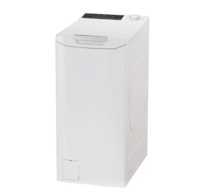 Candy Washing Machine  |  TCA264TM5-S  |  Energy efficiency class A  |  Top loading  |  Washing capacity 6 kg  |  1200 RPM  |  Depth 60 cm  |  Width 41 cm  |  Display  |  Digit  |  White