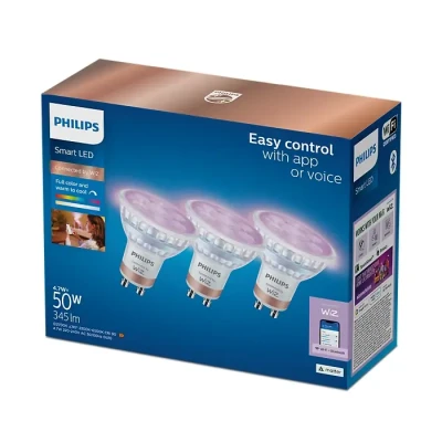 WiZ Philips Smart WiFi Spot PAR16 RGB, 3pcs  |  GU10  |  4.7W  |  Full colour