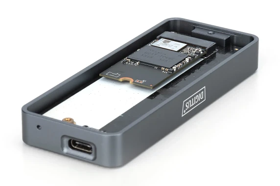 Digitus USB M.2 hard disk enclosure, SSD, external, NVMe, 20Gbps, USB 3.2 Gen2x2  |  DA-71157