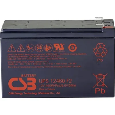 CSB Battery Battery 12V, 9Ah, AGM  |  UPS12460F2  |  460 W